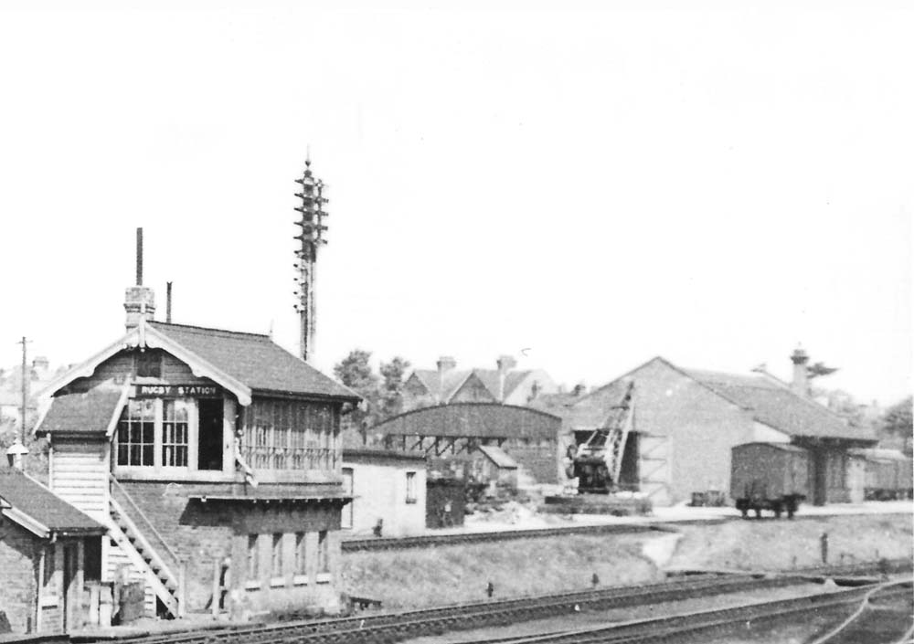 Close up showing the yard's fixed man operated crane which was used to load and unload heavy goods from open wagons