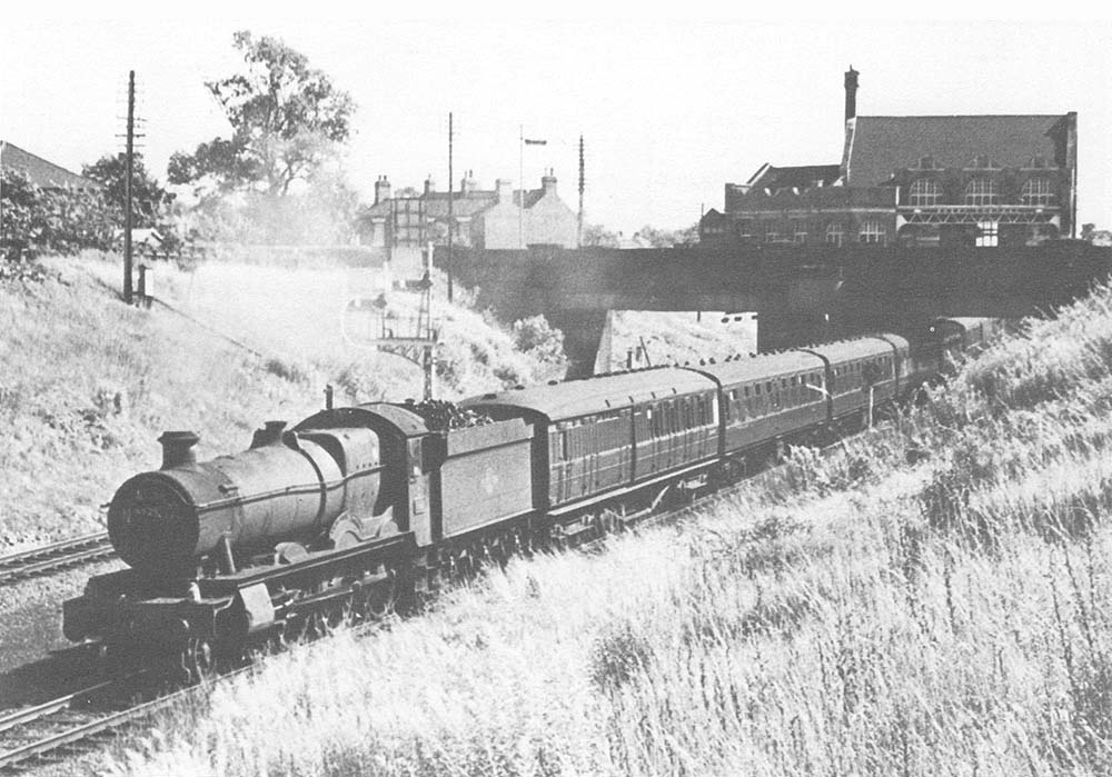 Ex-GWR Hall Class 4-6-0 No 6929 'Whorlton Hall' is seen on a Bournemouth to Newcastle relief express service