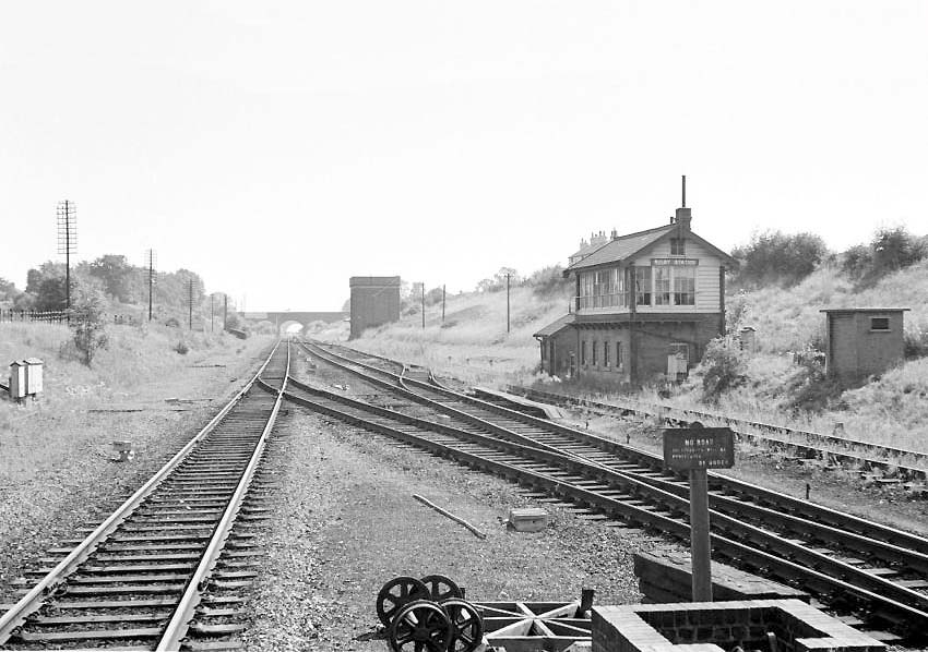 Looking towards London from the end of the island platform with the water tower seen in the distance on the right