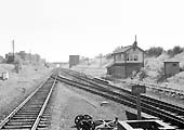 Looking back towards London from a down train showing the passing loop on the right and the signal box