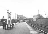 View looking along Rugby Central's island platform towards Leicester with the goods yard seen on the left