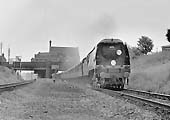 Ex-Southern Railway West Country Class 4-6-2 No 34002 'Salisbury' heads north away from Rugby Central