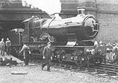 Preserved GWR 4-4-0 No 3440 'City of Truro' stands light engine at Rugby Great Central station
