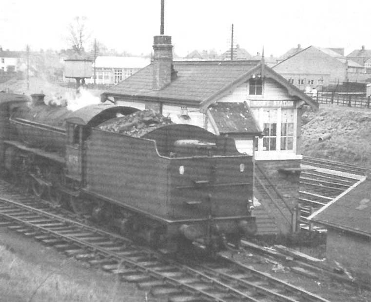 An unidentified ex-LNER B1 4-6-0 locomotive is seen shunting Rugby GC goods yard circa 1960