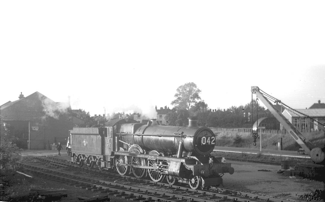 Ex-GWR 'Modified Hall' 4-6-0 No 6976 'Graythwaite Hall' stands in Rugby Central's goods yard having just shunted a single fish van