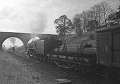 British Railways Standard Class 9Fs 2-10-0s, No 92093 and No 92074, converge south of Rugby in October 1963