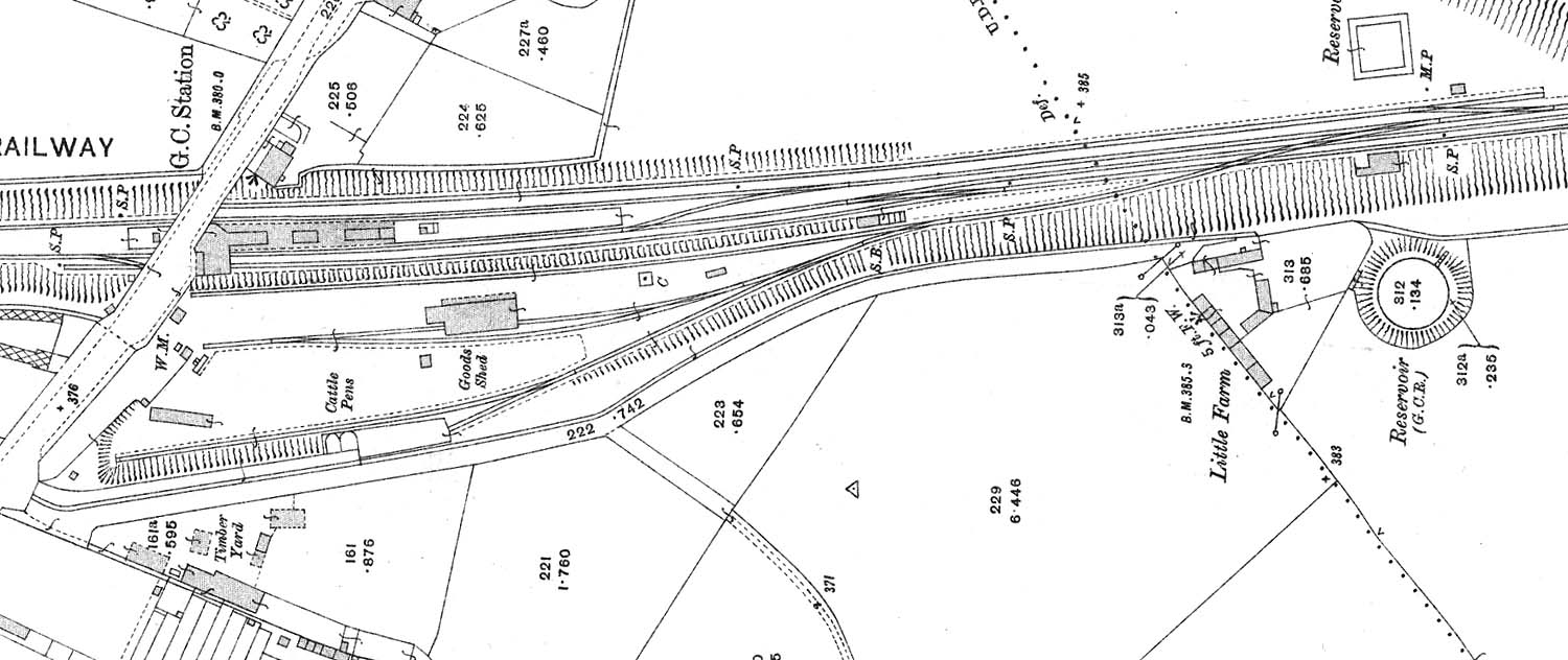 A 1912 25 inches to the mile Ordnance Survey Map of Rugby's Great Central station and goods yard and sidings