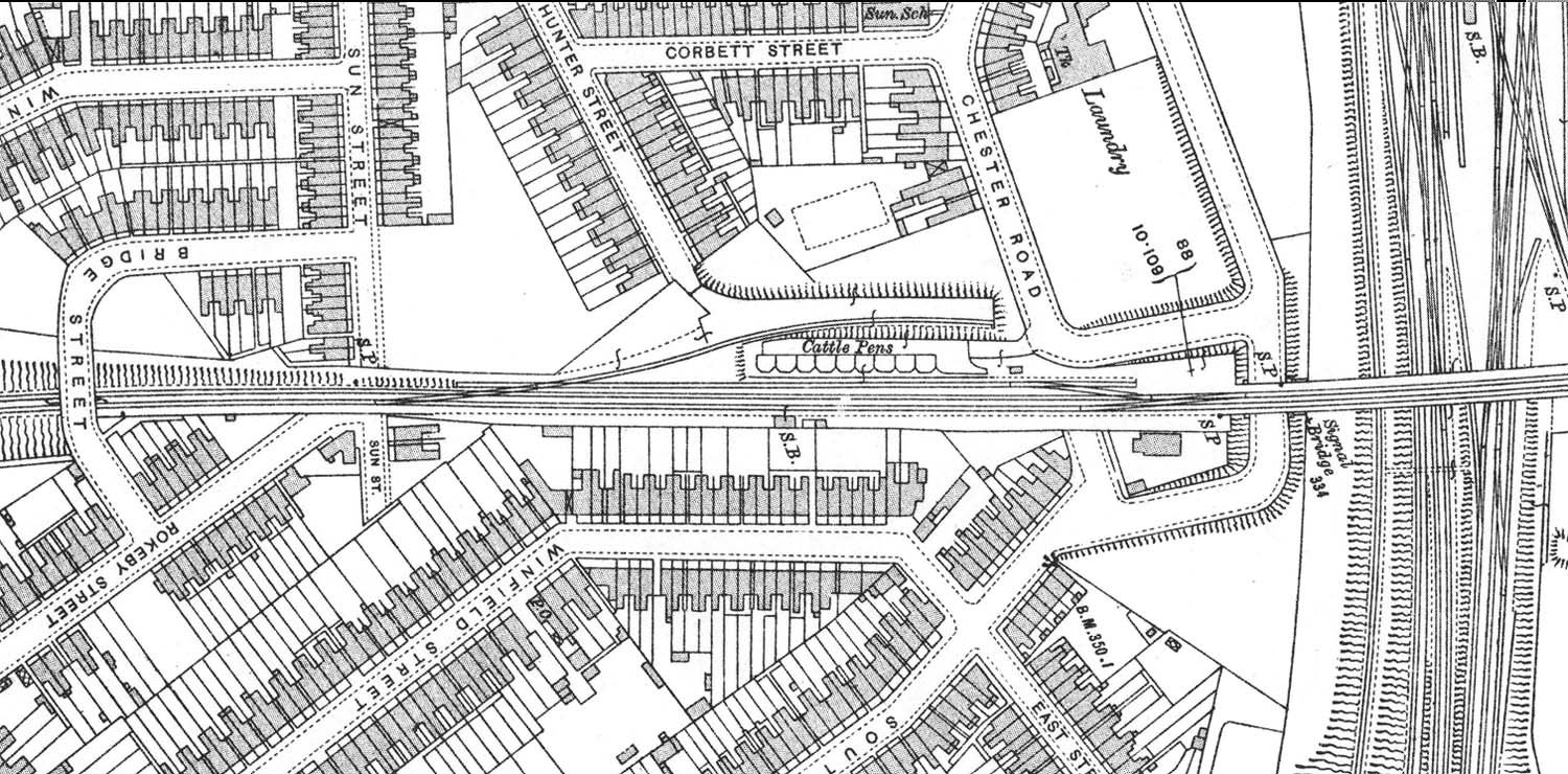 A 1912 25 inches to the mile Ordnance Survey Map of Rugby's Cattle Sidings., Pens and Signal Cabin