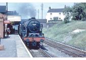 Ex-LMS 'Rebuilt Royal Scot' 4-6-0 No 46118 'Royal Welch Fusilier' stands at Rugby on an up express service in 1962