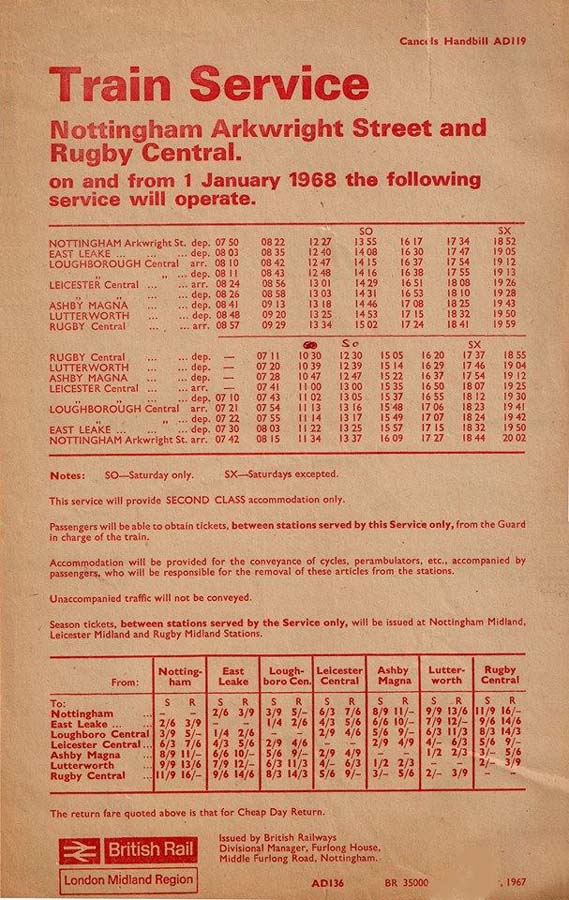 Rugby Central Station A British Rail Nottingham Victoria to Rugby