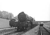 Ex-LNER 2-6-2 V2 No 60932, allocated to York shed, approaches Rugby with a northbound express freight