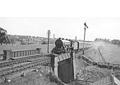 LNER 4-6-0 Class B17/4 No 2855 'Middlesborough' crosses Staverton Road at speed on a down express in June 1939