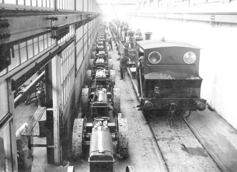The internal siding adjacent to the Tractor Erecting Shop in the North Works in the early 1920s