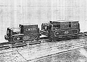 Publicity photograph showing the Avon Bridge Power Station's battery powered narrow gauge locomotive