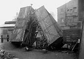 The third of four photographs showing the aftermath of a shunting incident at the Power Station's rotary coal tippler in the late 1940s
