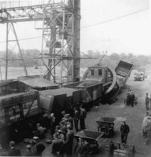 The final photograph showing the aftermath of a shunting incident at the Power Station's rotary coal tippler in the late 1940s
