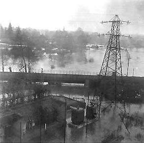 Another photograph showing the extent of the 1947 floods at the Avon Bridge Power Station