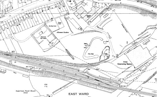 Ordnance Survey Map dated 1953, showing the extensions to the Power Station when the rotary tipper was installed