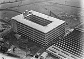 Aerial view of the future Singer Car factory under construction photographed in 1921