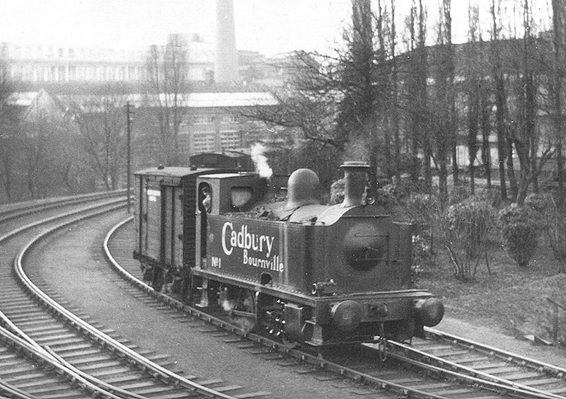 View of Cadbury Bournville 0-4-0T No 1 shunting inside of Cadbury's Bournville works on 28th December 1954