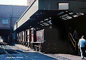 North British 0-4-0 diesel locomotive No 14 heads a railtour of the Cadbury internal railway system on 8th May 1976