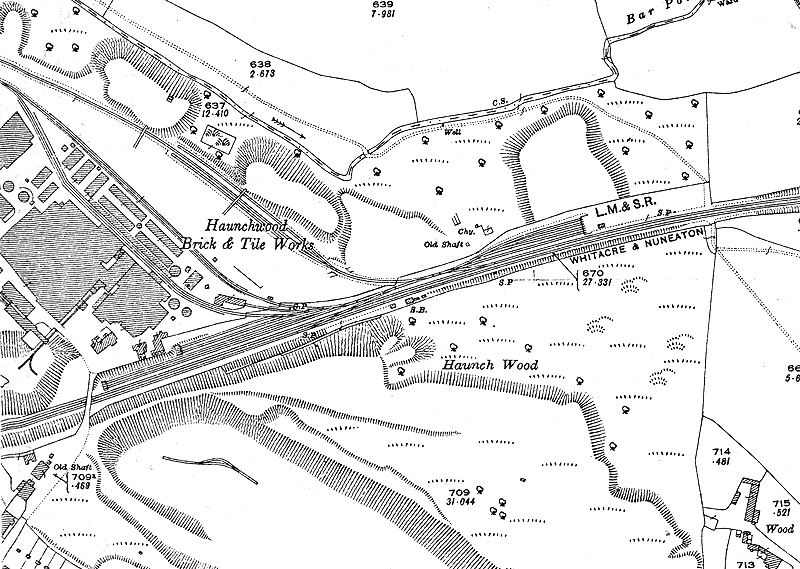 View of map showing the layout, buildings and sidings of Haunchwood Brick & Tile Works