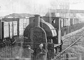 Close up showing an unidentified Bagnall 0-4-0ST locomotive paused between duties at Coventry Gasworks
