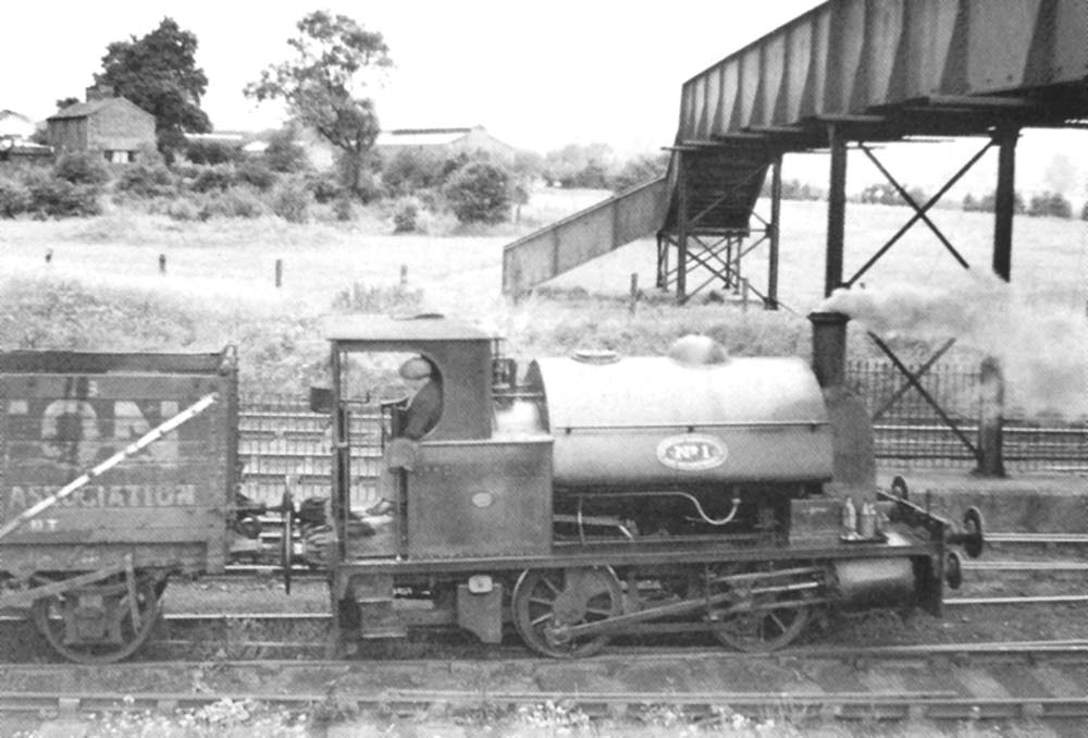 Bagnall 0-4-0ST No 1 is seen working hard shunting empty seven plank wagons in Coventry Gasworks' sidings