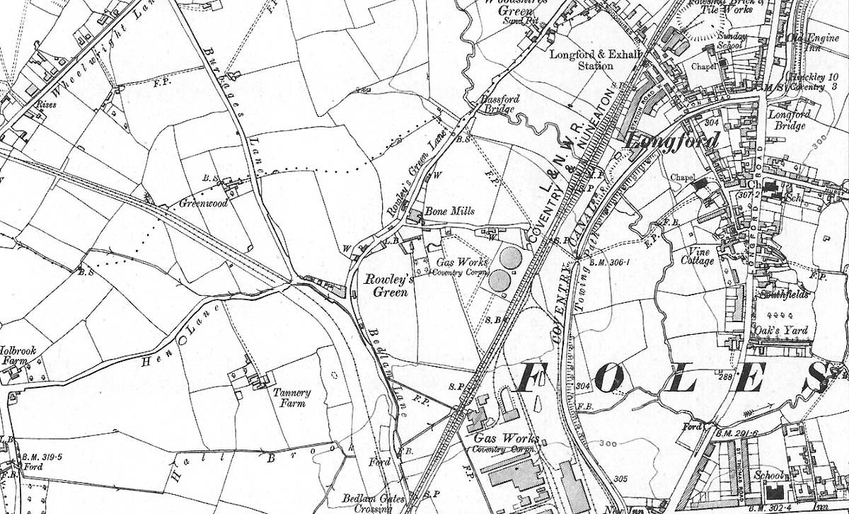 Coventry Gas Works Ordnance Survey Map revised 1912 dated 1919 showing
