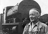 Mr Shaw seen just prior to diesel power being introduced at the Gas Works, stands in front of the last steam engine