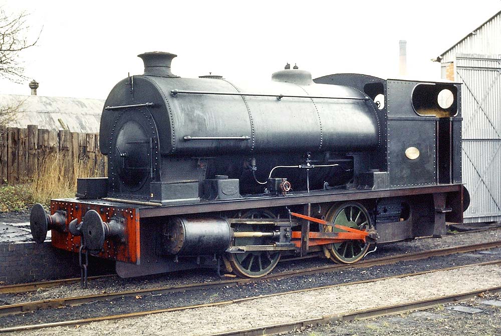 Peckett 0-4-0ST, Works No 2085, is seen standing in front of the locomotive shed on 8th April 1972