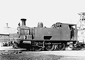 View of 0-6-0T Hudswell Clarke No 1102 is seen with a spark arrester fitted to the chimney 1953