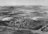 View showing Rugby Cement's New Bilton Works with wagons standing in the yard sidings circa 1850s