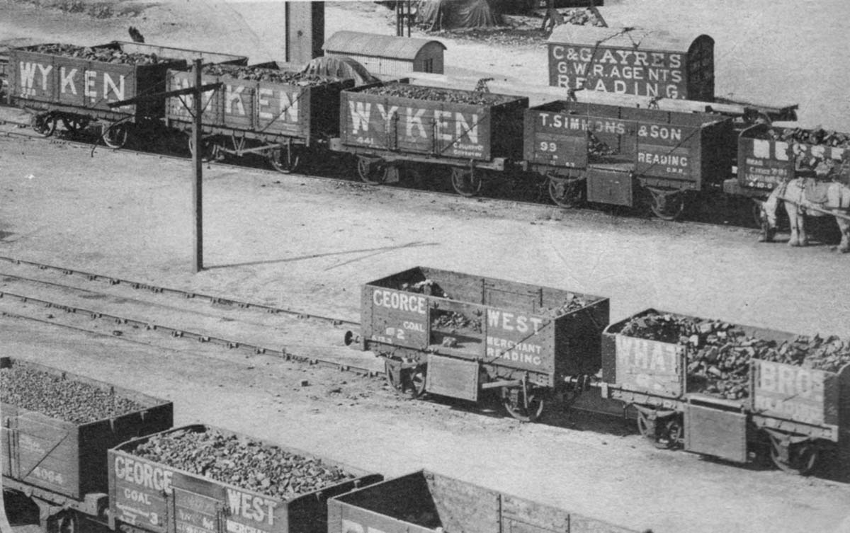 View of Wyken Colliery wagons seen in the goods station at Reading early in the twentieth century