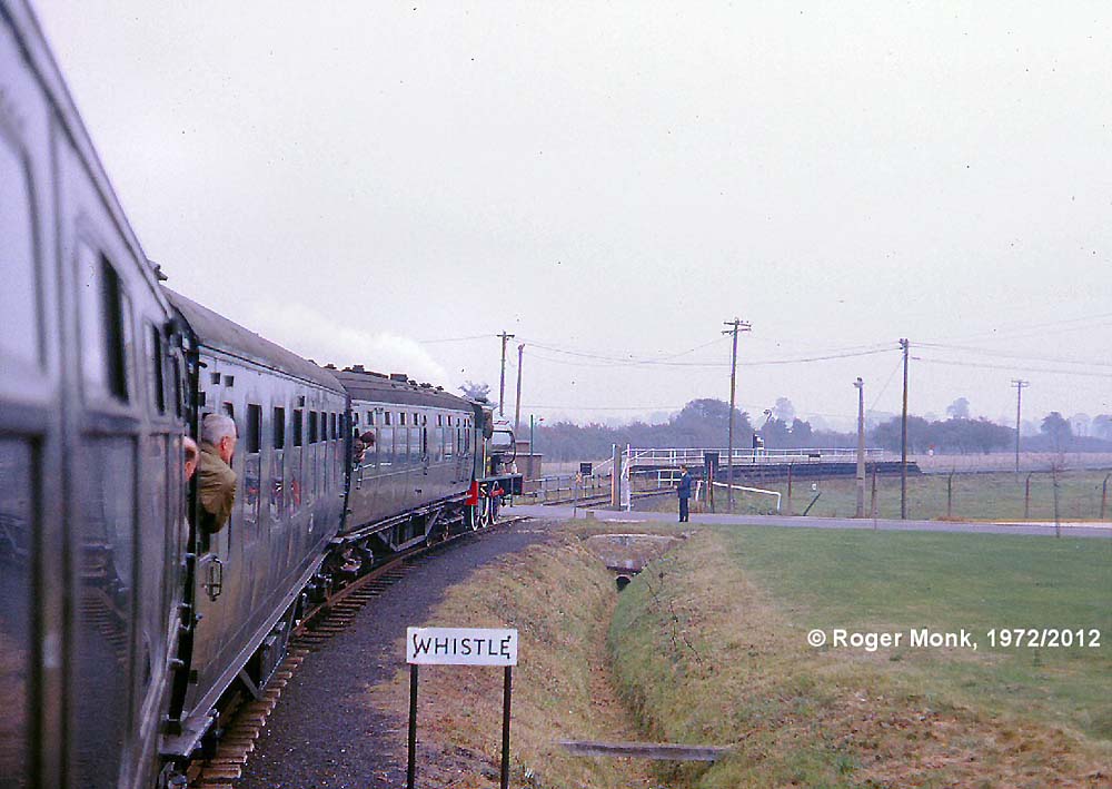 The Railtour train approaching one of the passenger halts on the railway
