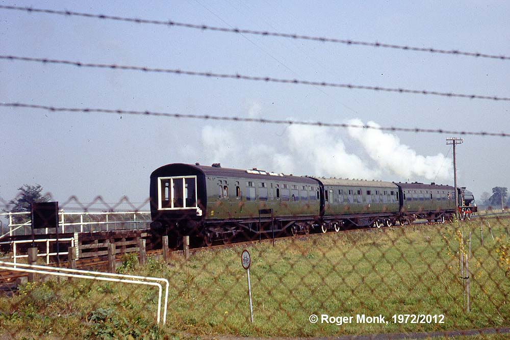 Two views of the 1972 Railtour train running round the Depot loop line