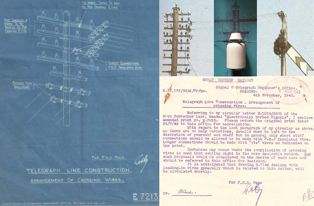 Close up of the telegraph line construction and arrangements of crossing wires compared with the official GWR arrangement