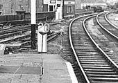 Close of Leamington station's straight arm water crane located on the up platform seen in July 1966