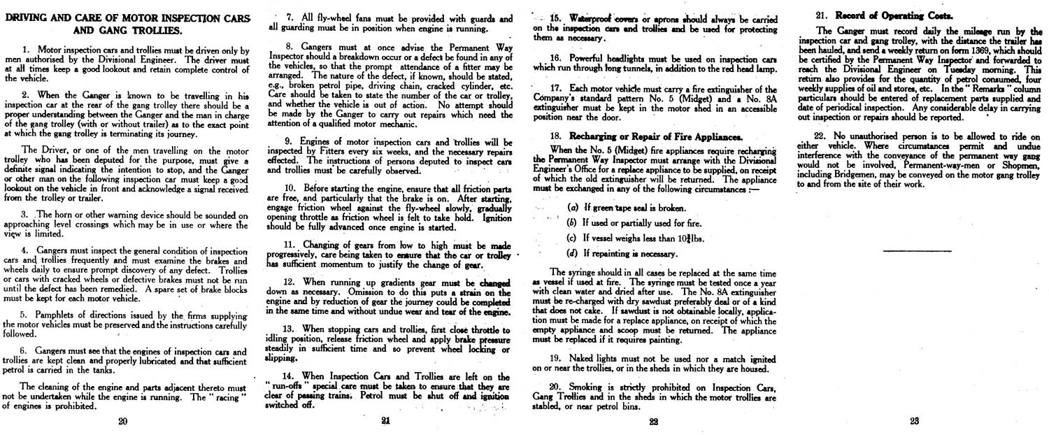 Extract from the November 1937 GWR pamphlet entitled �Instructions for the operation of the Motor Trolley System