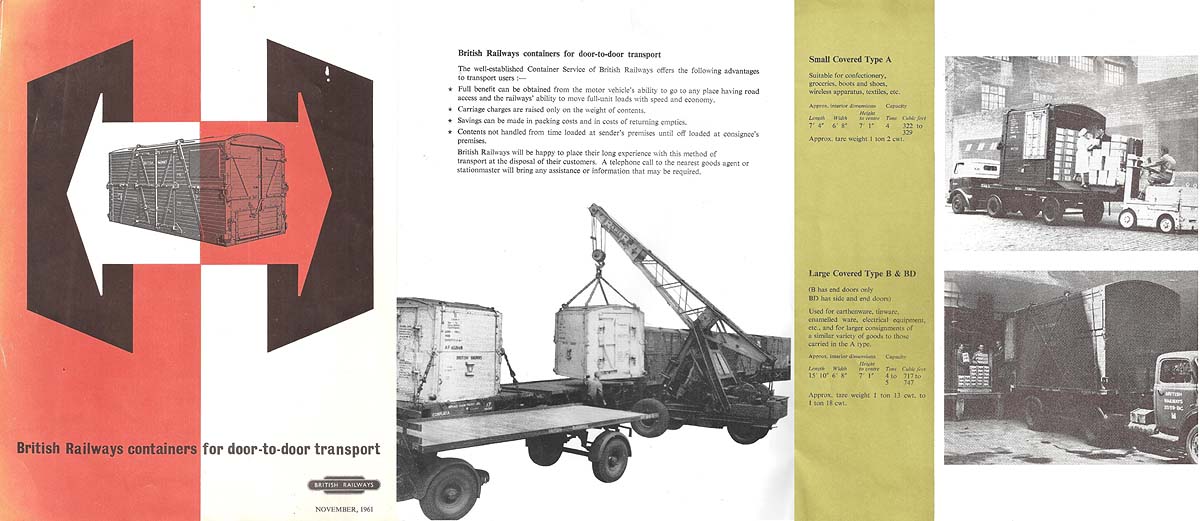 Pages extracted from a British Railways publicity pamphlet extoling the virtue of containers for door to door transport, issued in November 1961