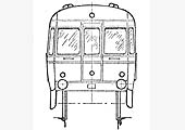 Schematic drawing of the Railcar's end elevation showing the cab was the same at both ends of the Railcar