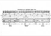 Schematic drawing showing the side elevation and plan view of the three car experimental diesel train