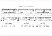 Schematic drawing showing the side elevation and plan view of one the three car production diesel trains