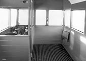 Internal view of the driver's cab in Railcar No 1, the Motor Brake Third (later 79742), with luggage space to the side