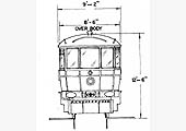A front elevation drawing of the 1911 experimental two 105 hp Daimler sleeve-valve engined Daimler Railcar