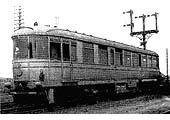 Near side view of the 1911 experimental twin engined Daimler Railcar at an unknown location