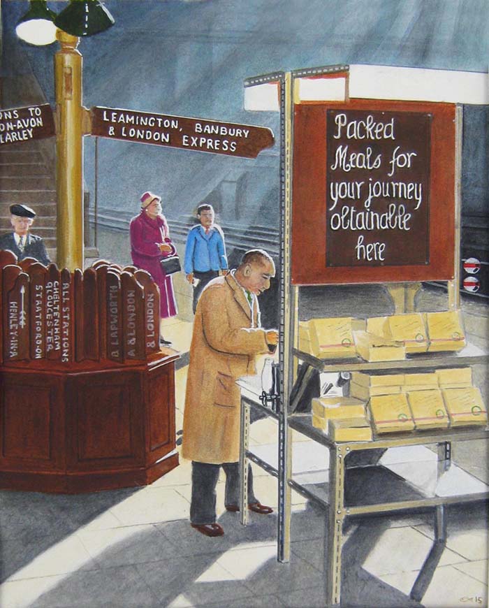 View of the packaged meal service on Platform 7 which was an alternative to dining in the restaurant car in the 1960s