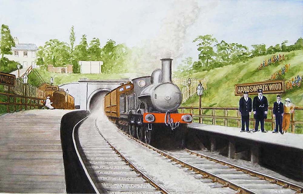 An unidentified LNWR 2-4-0 'Jumbo' locomotive heads a train out of the tunnel and en-route to New Street circa 1900