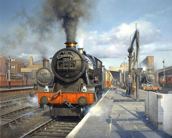 Ex-LMS 'Patriot' class 4-6-0 No. 45509 'The Derbyshire Yeomanry' and ex-LMS 'Jubilee' 4-6-0 No. 45682 'Trafalgar' with southbound trains