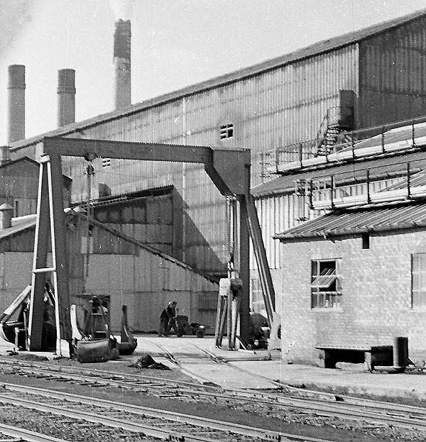 View of one of the sidings used to transport equipment into Southam Cement Works seen in October 1967